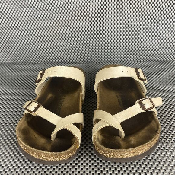 Birkenstock Mayari Adult Sandals 37 L6 M4 Cream Leather Buckle Made In Germany - Picture 5 of 13